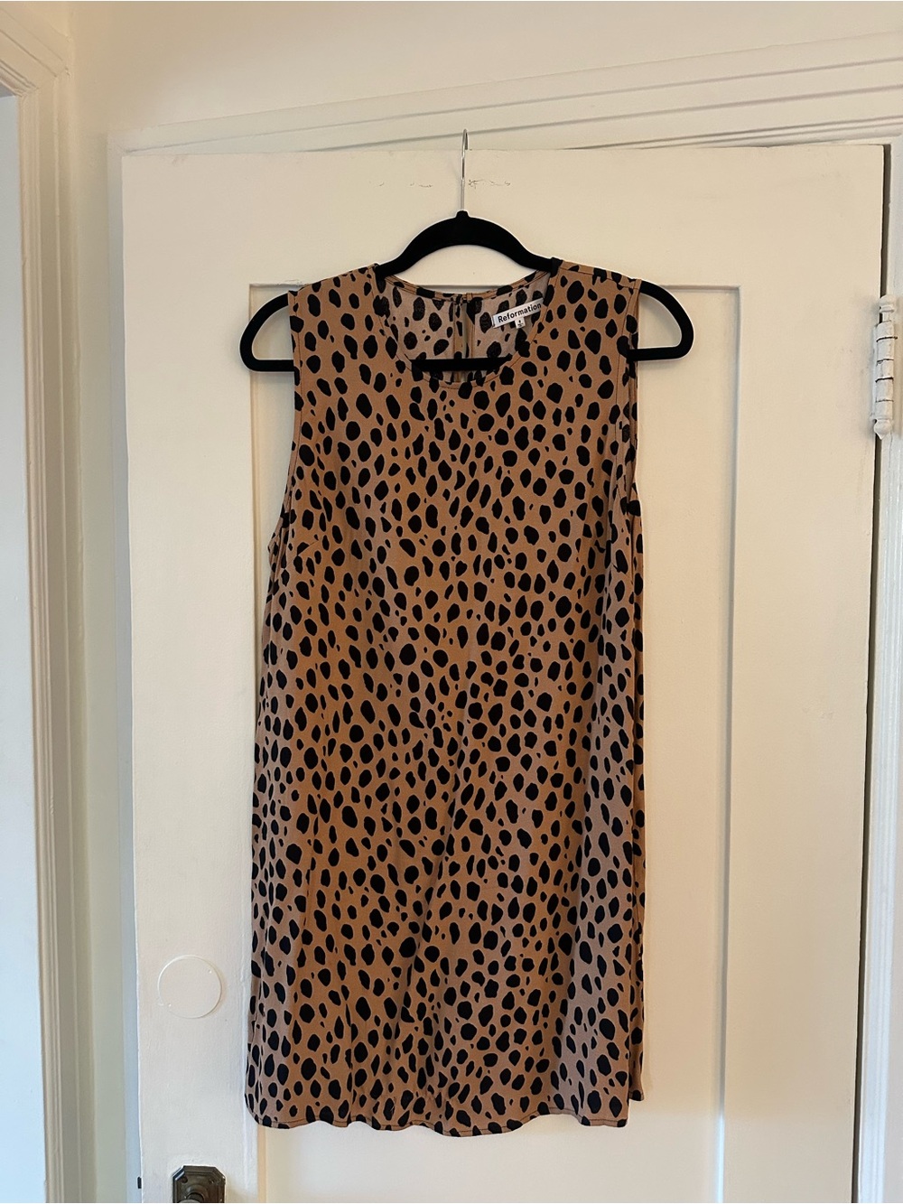 Reformation Sleeveless Leopard Mini Dress - Tan/Black